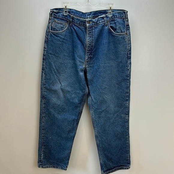 Carhartt Flannel Lined Jeans Size 42X30 Straight Leg Rugged Workwear B21 DST - Picture 6 of 16